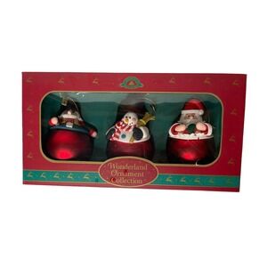 Vintage Christmas Fantasy Ltd Wonderland Ornament Collection Santa Snowman Set